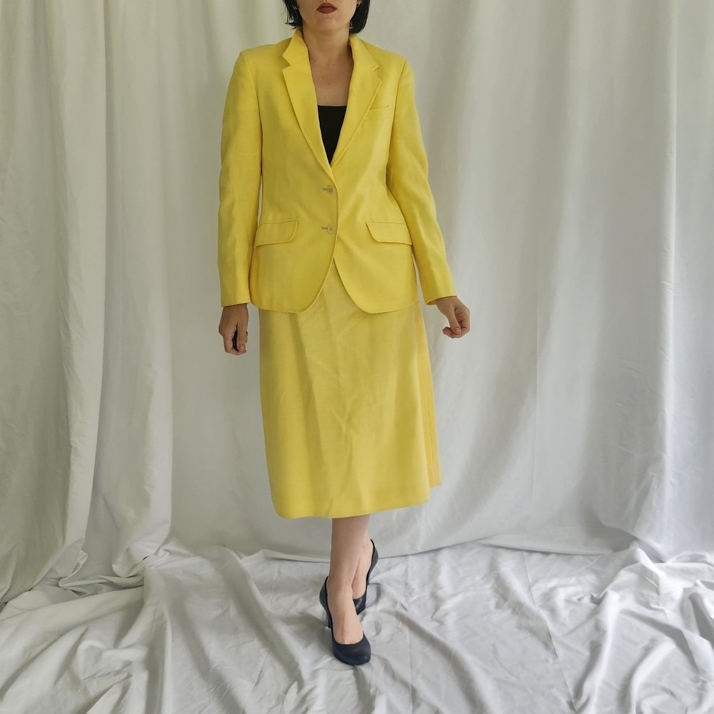 90s Yellow Skirt Suit
